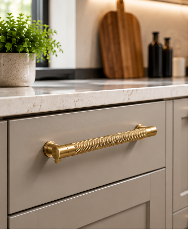 The Handle Factory Knurled Brass Cabinet Handle