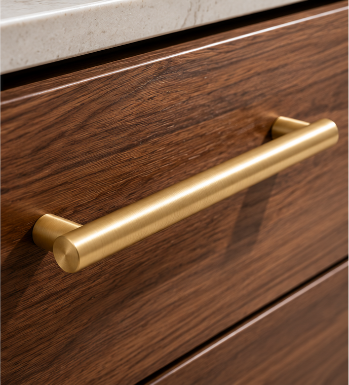 The Handle Factory Brushed Brass Cabinet Bar Handle